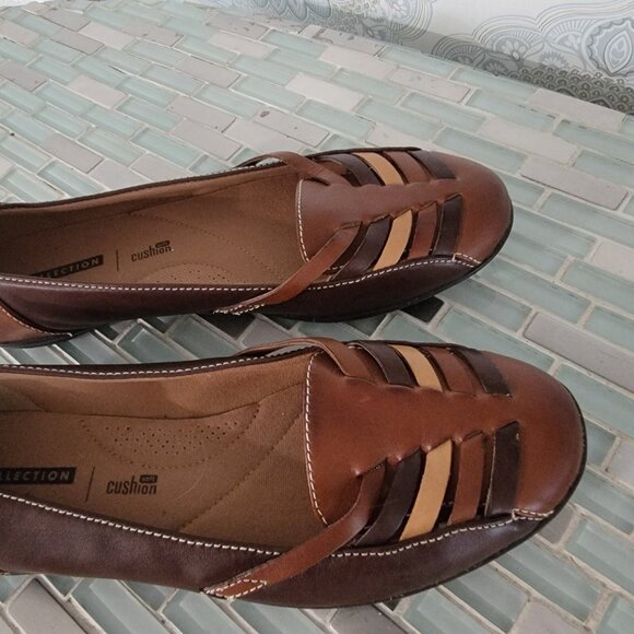 Clarks Loafer Gracelin Gemma Flat Brown Multicolor Leather 7 1/2 M US 5 UK Boho - Picture 3 of 6